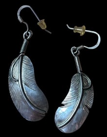 Native American Navajo Signed Sterling Earrings