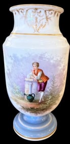 Victorian Hand Painted Milk Glass Vase