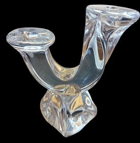 Mid Century Daum France "Verseau" Crystal Candle Holder