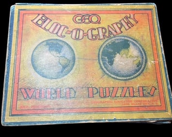 Vintage Geography "Block O Graphy" Wooden Block Puzzle Set