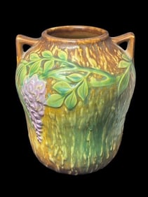 Roseville Style Wisteria Vase with Handles 1930s