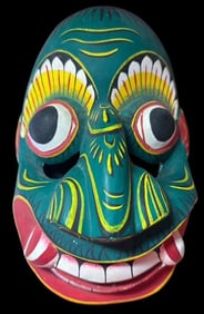 Hand Carved and Painted Indonesian Demon Mask