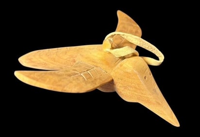 Hand Carved Wood Humming Bird Figure Signed Chris Ortiz, Cordova NM