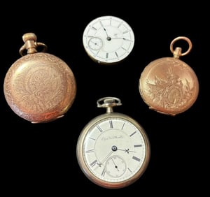 Lot of Three Pocket Watches Railroad and Gold Plate