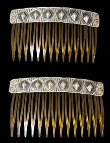 Pair of Native American Navajo Sterling Hair Combs
