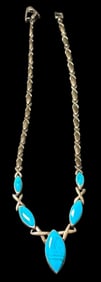 Native American Navajo Sterling and Turquoise Pendant Necklace