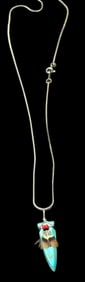 Native American Sterling and Turquoise Pendant Necklace