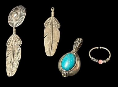 Lot of Three Native American Navajo Sterling Jewelry Pieces