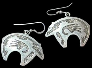 Native American Navajo Signed DD Sterling Earrings