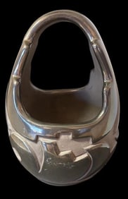 Madeline Naranjo Signed Santa Clara Pueblo Blackware Pottery Handled Bowl