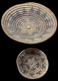 Lot of Two Early 20th Century Coiled Navajo Wedding Baskets