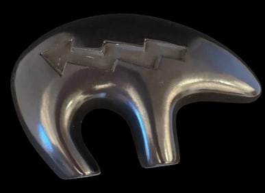 Native American Navajo Adakai Blackware Pottery Bear Figure