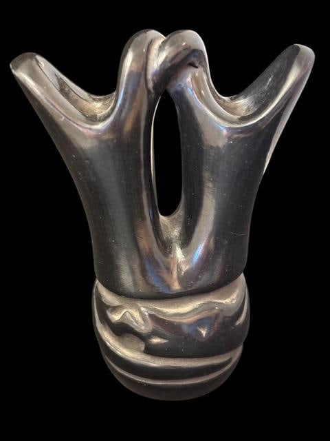 Santa Clara Pueblo Signed Florence Browning Blackware Wedding Vase (1 of 2)