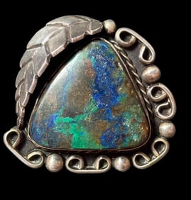 Navajo Sterling and Azurite Signed WM Pendant