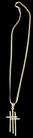 14K Gold Chain and 10K Gold Three Crosses Pendant