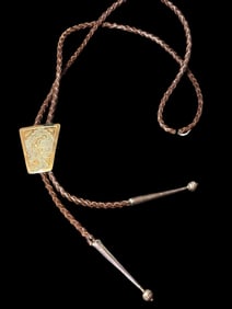 Sterling Navajo Kokopelli Bolo Tie Signed TSK