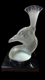 Antique Lalique Peacock Hood Ornament