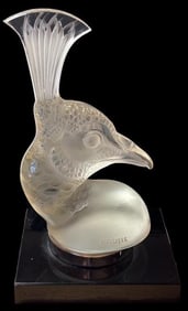 Antique Lalique Peacock Hood Ornament