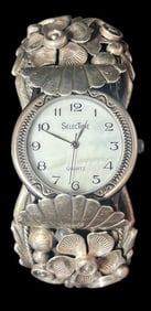 Native American Ornate Sterling Silver Cuff Watch Bracelet