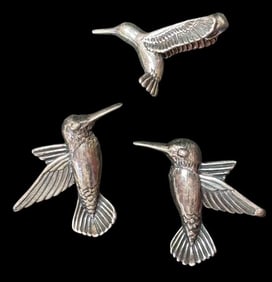Signed KBN Sterling Hummingbird Pendant and Earrings