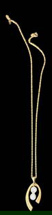 14K Gold and Diamond Pendant Necklace: 14k gold and diamond pendant necklace. 3.2 grams total weight. Lovely 17" dainty chain with a 1" pendant. For in-house shipping, select "bidder arranged". Domestic shipping $12.