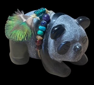 Hand Carved Onyx Panda Bear Fetish