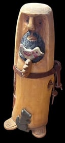 Wood Hand Carved St. Francis Statue Signed Valentin Romero Velarde, NM