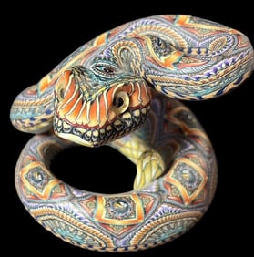 John Stuart Anderson Polymer Clay Coiled Rattle Snake Figure