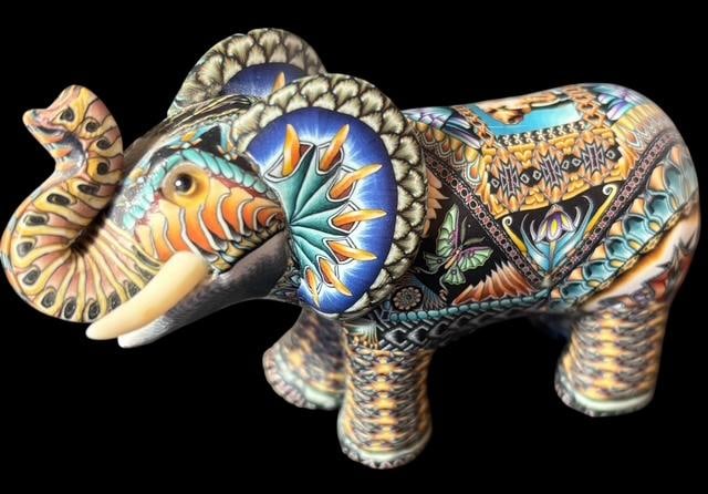John Stuart Anderson Polymer Clay Elephant Figure (1 of 4)