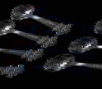 Set of Four Rolex-Lugano Stainless Spoons: Set of four Rolex-Lugano spoons by Butcherer of Switzerland. Measures 4.5" each. For in-house shipping, select "bidder arranged". Domestic shipping $8