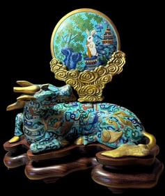 Cloisonné Rabbit and Dragon/Ox Table Sceen