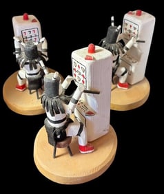 Lot of Three Hand Carved Whimsical Kachinas Signed R&S