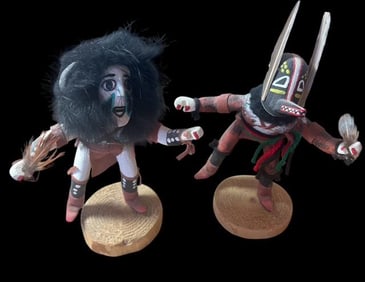 Lot of Two Native American Kachinas Bager and Buffalo