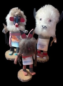 Lot of Three Native American Hand Carved Kachinas