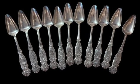 Lot of Eleven Silverplate Rogers 1890 Dessert Spoons