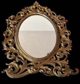 Antique Table Top Brass Mirror