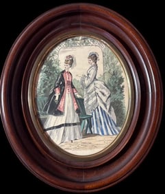 La Mode Illustree, Paris Print in Beautiful Oval Frame