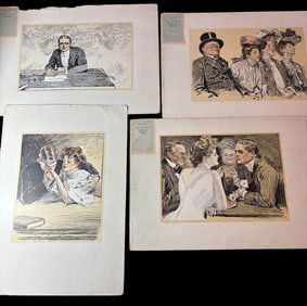 Lot of Four Charles Dana Gibson Artist Proof Prints for Colliers Weekly