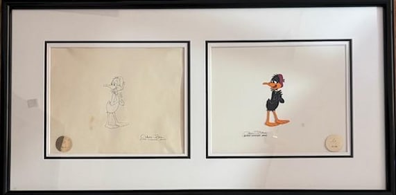 Original Signed Chuck Jones (1912-2000) Cartoon Pencil Sketches and Animation Cel 1 of 1