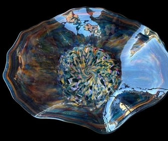 Art Glass Bowl Sculpture by Marti White Elk