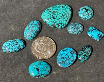 Lot of Nine Turquoise Cabs