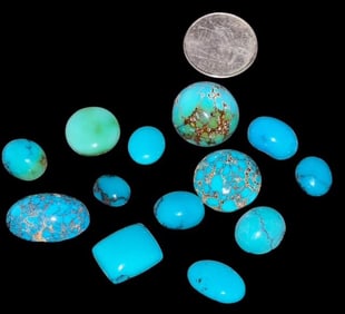 Lot of 13 Turquoise Cabs