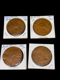 Lot of Four Australian Copper Pennies