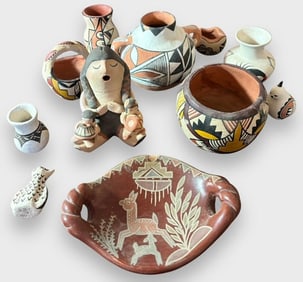 Lot of Assorted Native American Pottery Pots Signed Acoma