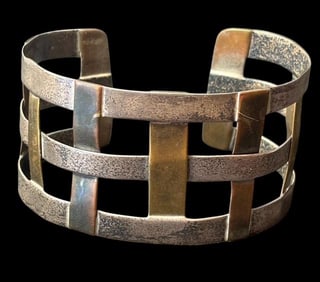 Robert Lee Morris Sterling and Copper Cuff Bracelet