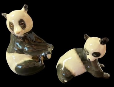 Lot of Two USSR Lomonosov Porcelain Panda Figures