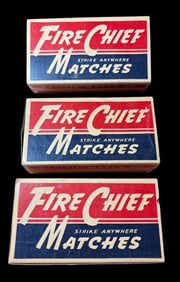 Lot of Three Vintage Pacific Match Co. Tacoma, WASH. Fire Chief Match Boxes