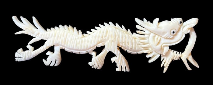 Chinese Carved Bone Dragon Pin