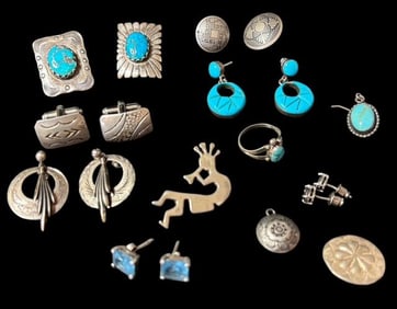 Mixed Lot of Native American Jewelry Sterling and Turquoise