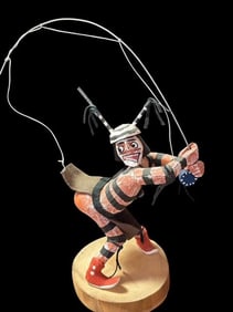 Hopi Hand Carved Clown Kachina Signed Koshare Wood